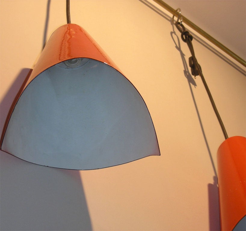 Two 1960-1970 Ceiling Lights in Orange and White 2