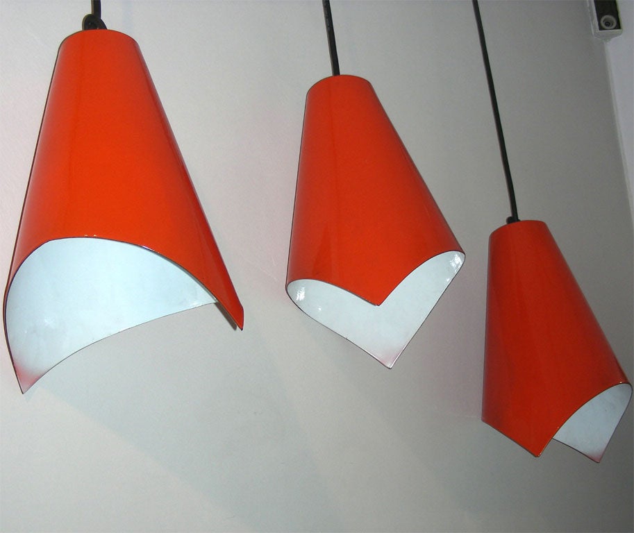 Two 1960-1970 Ceiling Lights in Orange and White 3