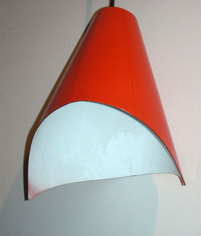 Two 1960-1970 Ceiling Lights in Orange and White 5