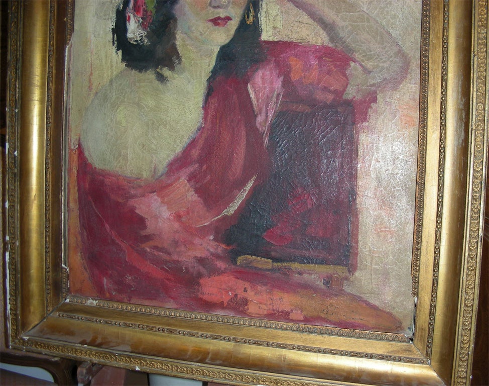 Canvas Early 20th Century Painting of a Gypsy Woman For Sale