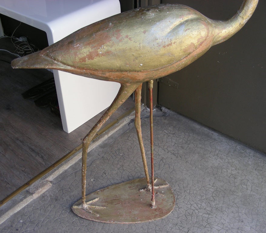 French 1940s Sculpture of a Pink Flamingo For Sale