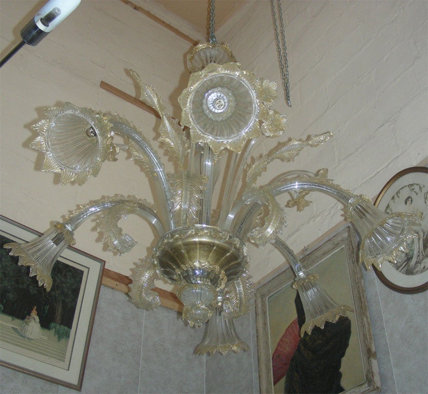 Italian 1950s Murano Glass Chandelier For Sale