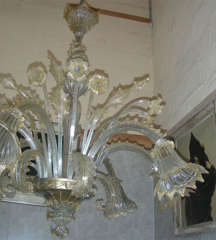 Mid-20th Century 1950s Murano Glass Chandelier For Sale