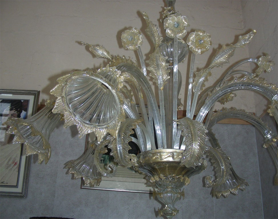 1950s Murano Glass Chandelier For Sale 1