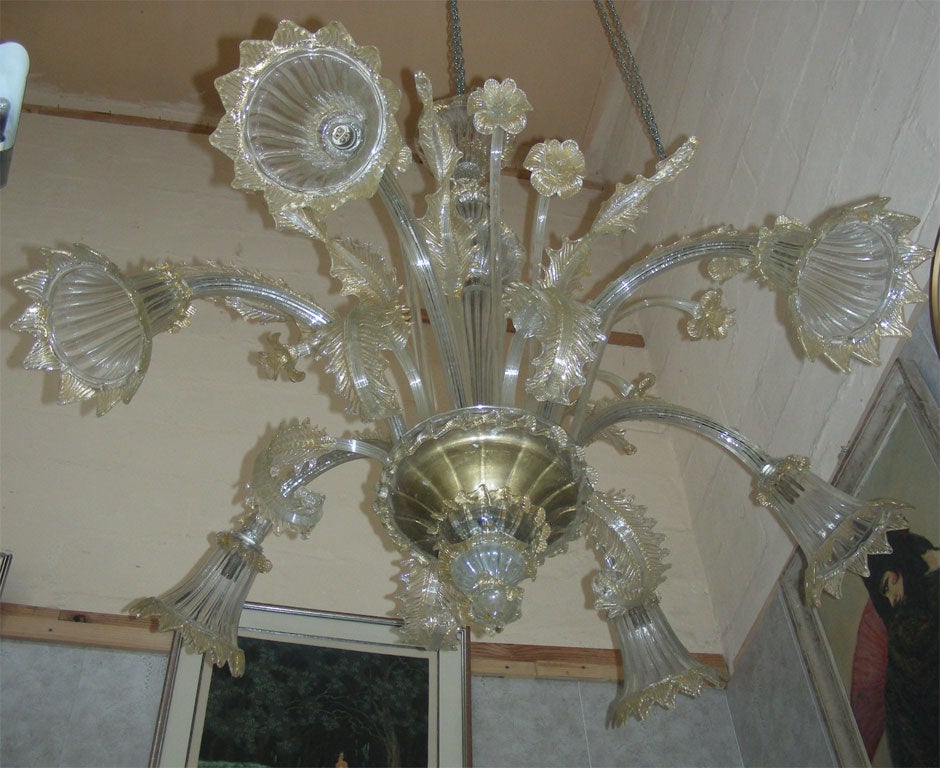 1950s Murano Glass Chandelier For Sale 2