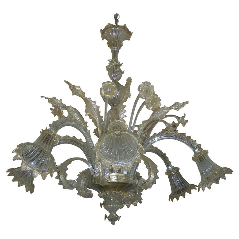 1950s Murano Glass Chandelier For Sale