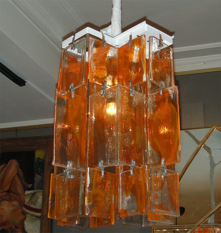 Italiano Lampadario in vetro di Murano arancione del 1960 in vendita
