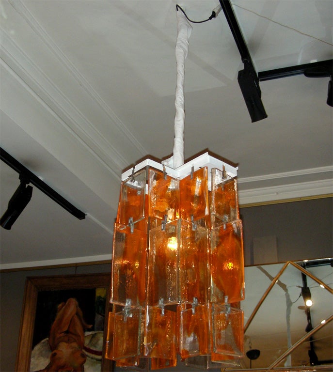 Metà XX secolo Lampadario in vetro di Murano arancione del 1960 in vendita