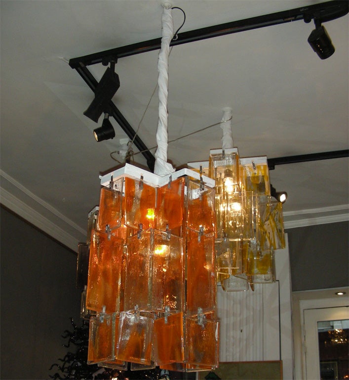 Vetro di Murano Lampadario in vetro di Murano arancione del 1960 in vendita