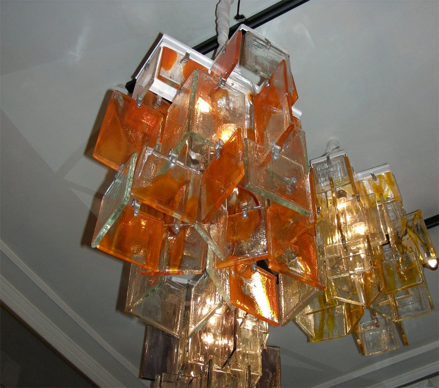 Lampadario in vetro di Murano arancione del 1960 in vendita 1