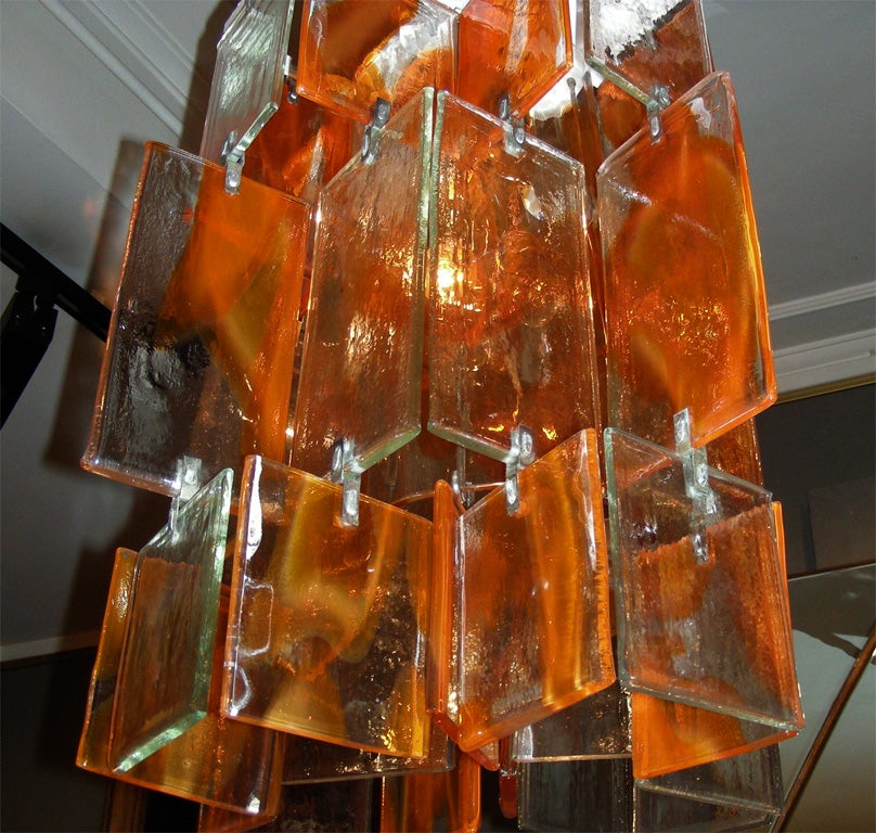 Lampadario in vetro di Murano arancione del 1960 in vendita 2