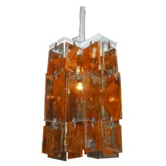 Lampadario in vetro di Murano arancione del 1960