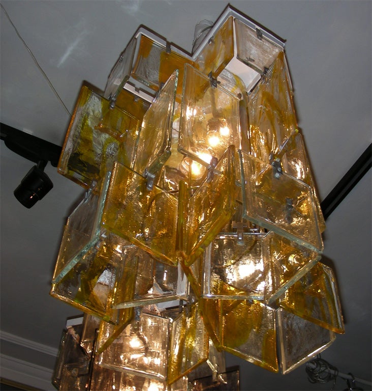 Lampadario in vetro di Murano degli anni '60 fatto di  Targhe assemblate in vendita 1