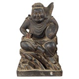 Antique Japanese Wooden Sculpture of Ebisu God of Good Fortune