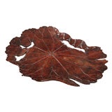 Japanese Carved Wood Lotus Leaf Tray