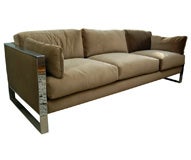Stylish Milo Baughman-style Three-Seat Sofa
