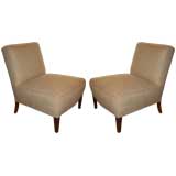 Pair of Linen Upholstered Chairs