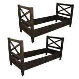 Pair of Arts and Crafts Ebonized Daybeds
