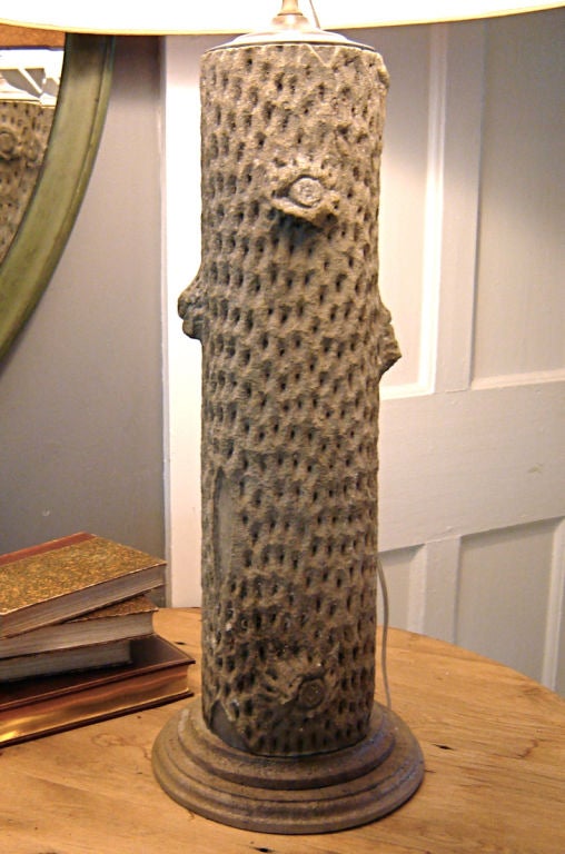 Carved Stone Faux Bois Lamp