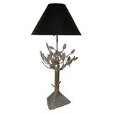 Antique Iron and Composition Tree Form Lamp