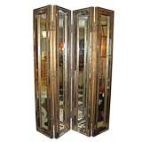 Four Panel Silver Leaf and Mirror Screen