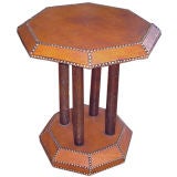 French Leather Octagon Side Table