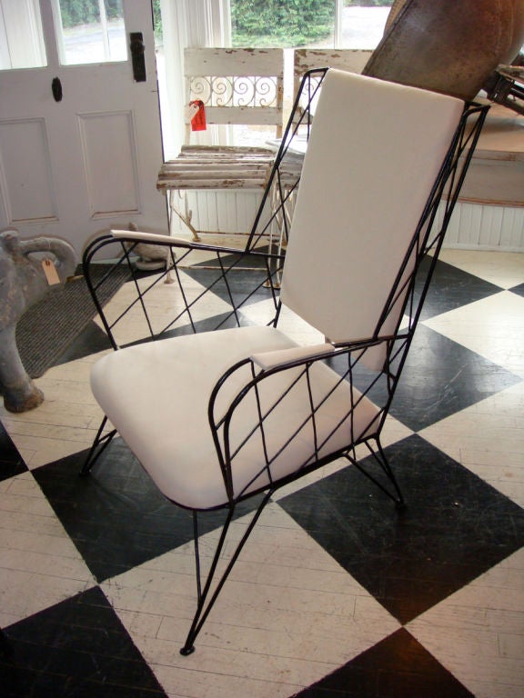 French wire wing chairs