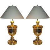 Pair of Large Brass Urn Lamps