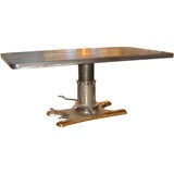 Steel Dining Table on Industrial Steel and Brass Base