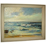 European Oil on Canvas of Breakers