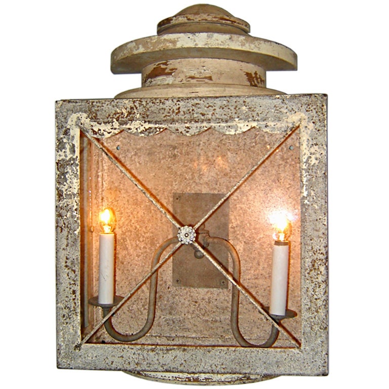 Wall Lantern with Original White Paint