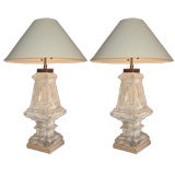 Pair of Plaster Baluster Lamps