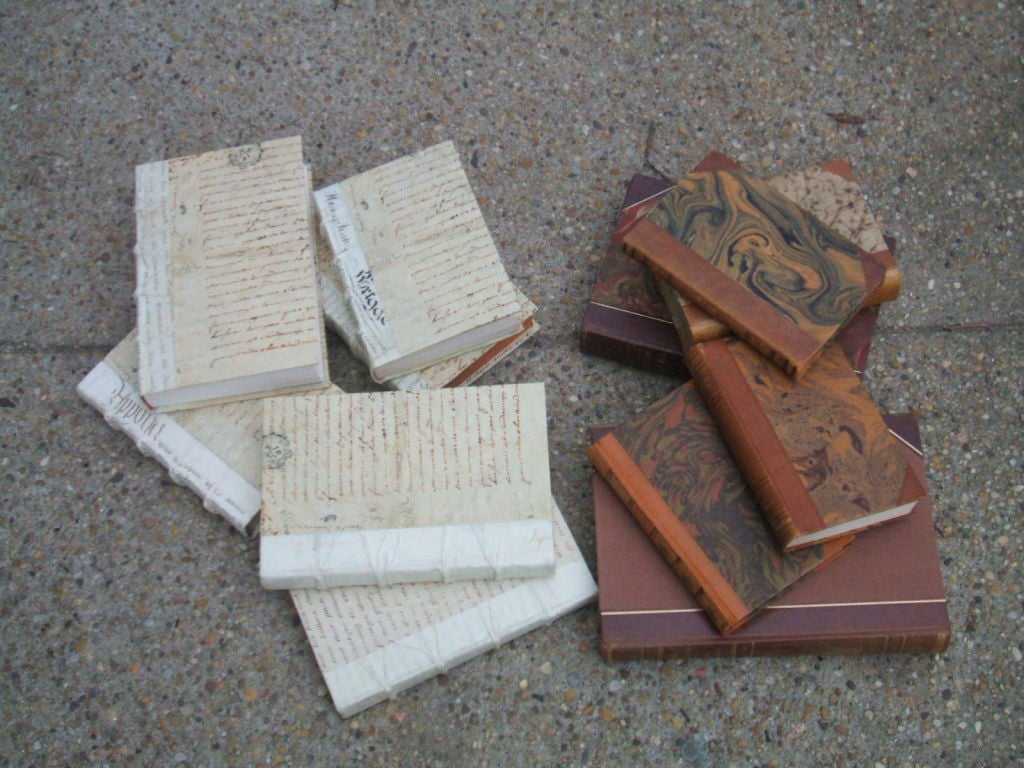 Assorted antique books, some in Scandinavian, few in English. Prices vary as per size $35-$75 each. White Books are $75.