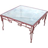 Wrought Iron and Glass Top Asian Theme Coffee Table
