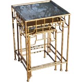 gilded frame mirrored nesting tables