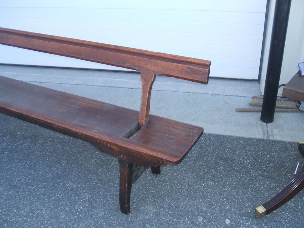 Pine bench with flip back