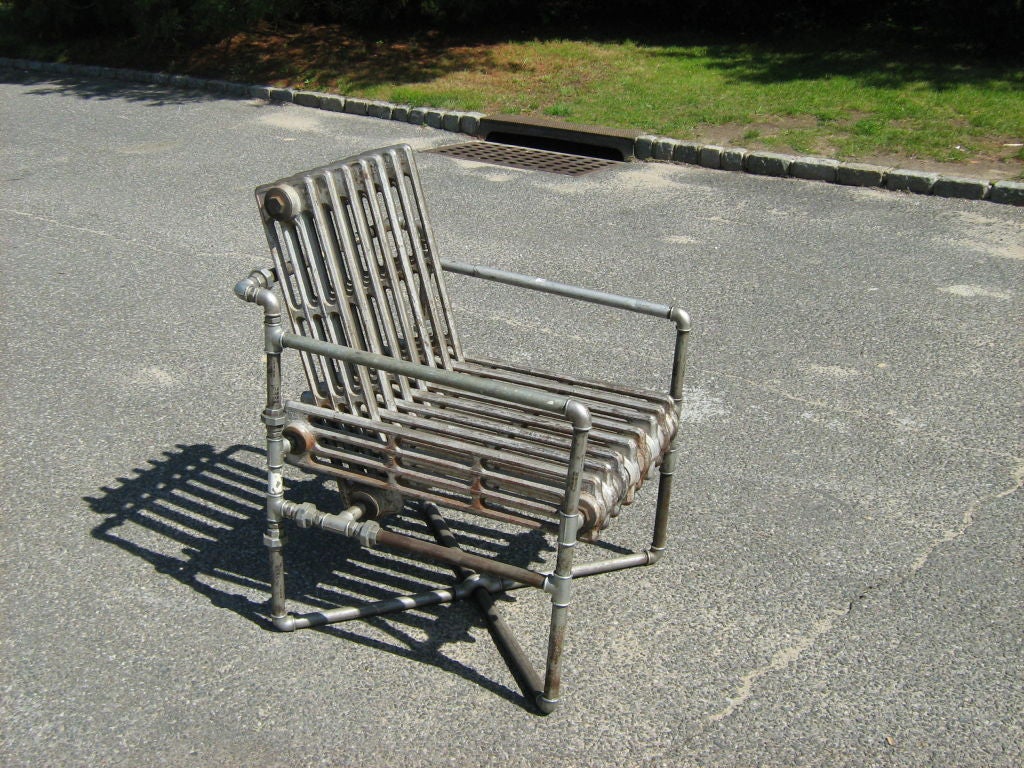 Chair made from two 80 year old reclaimed iron industrial radiators.