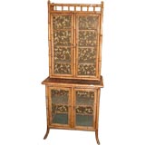 Antique bamboo two piece cabinet