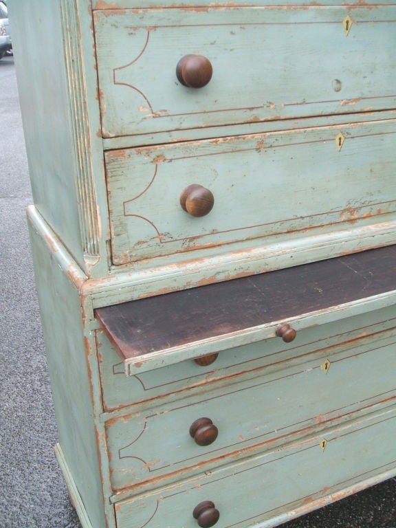 newly painted antique chest with serving tray.