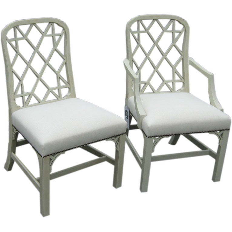 Trellis Back Dining Chair For Sale