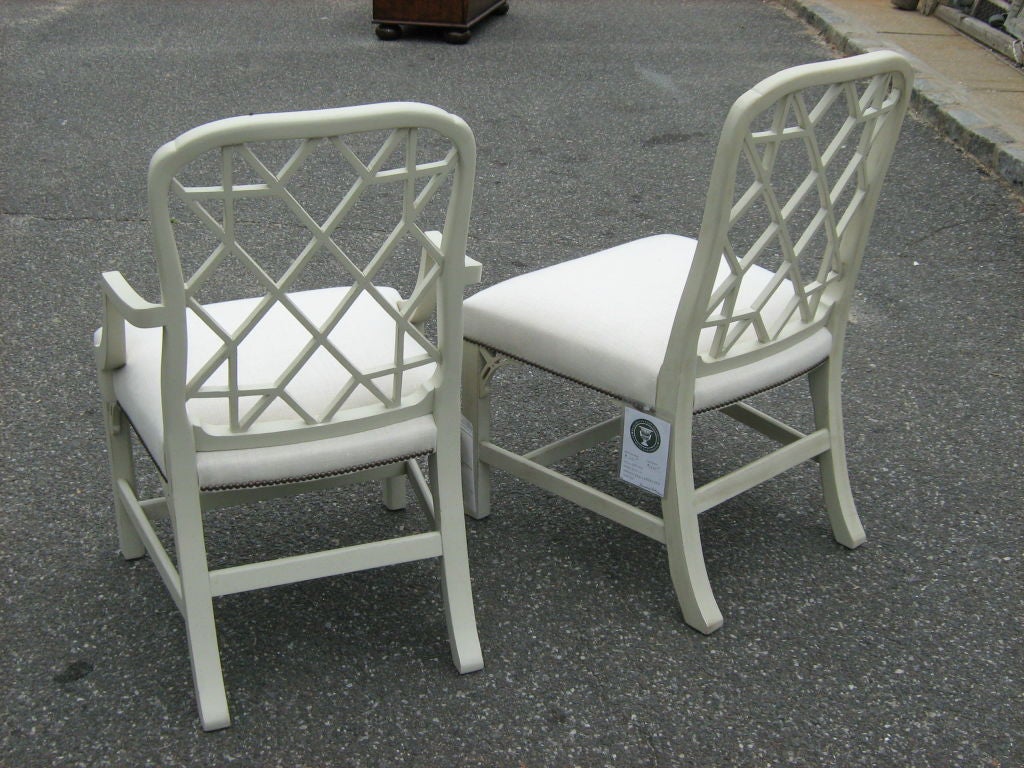 Trellis Back Dining Chair In Good Condition For Sale In Bridgehampton, NY