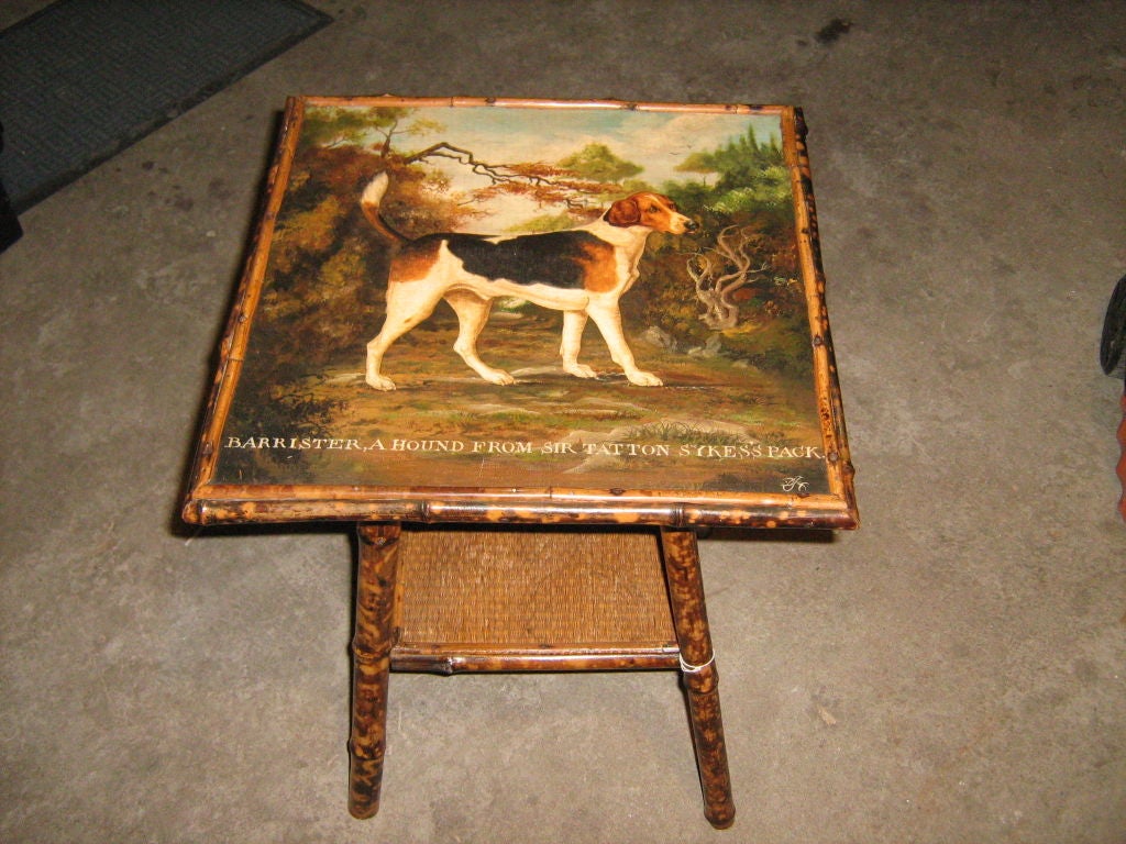 Painted top bamboo table