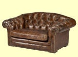 Camel Back Antique Leather Tufted Settee