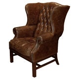 High Back Leather Wing Chair
