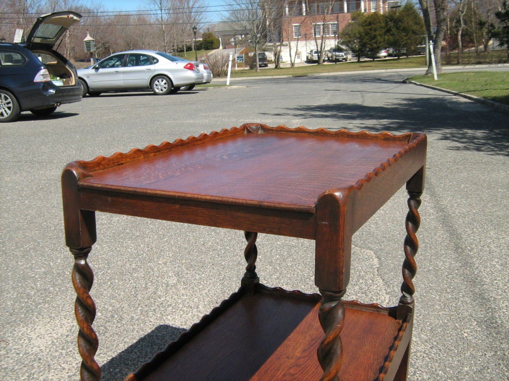 Oak Tea Trolley with Barley Twist Legs