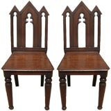 Pair of Gothic Oak Hall Chairs