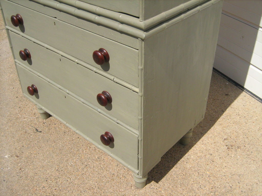French Painted faux bamboo chest on chest