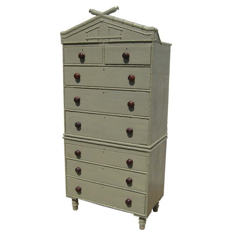 Painted faux bamboo chest on chest
