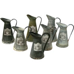 Antique French zinc water jugs