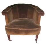 Antique French Velvet Covered Club Chair